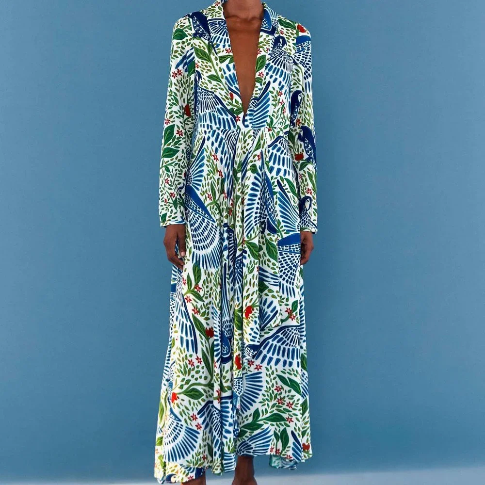 🥭FARM Rio Blue Macaw Flight Maxi Dress - Picture 9 of 14